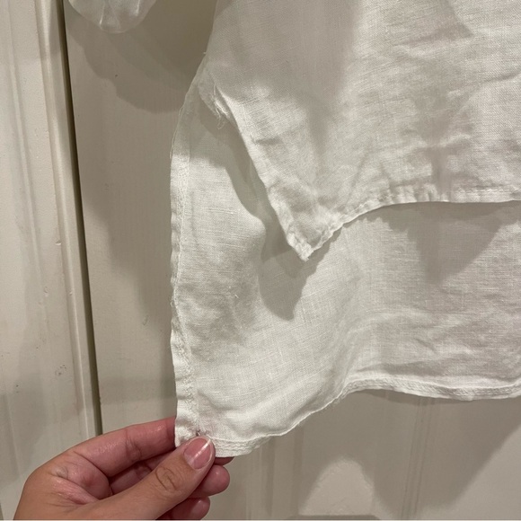BELLAMBRA Women Large Linen Top Tunic White Balloon Sleeve Made in Italy Coastal - Picture 5 of 10